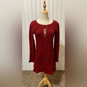 Cable Knit Dress Slim Fit Long Sleeve Sweater